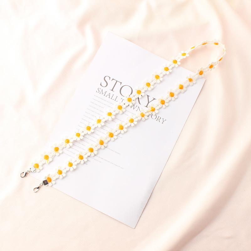 Justerbar blonde blomst ansigtsmaske lanyard praktisk holder reb anti-tabt bærbar maske hængende hals rop akryl reb: 05