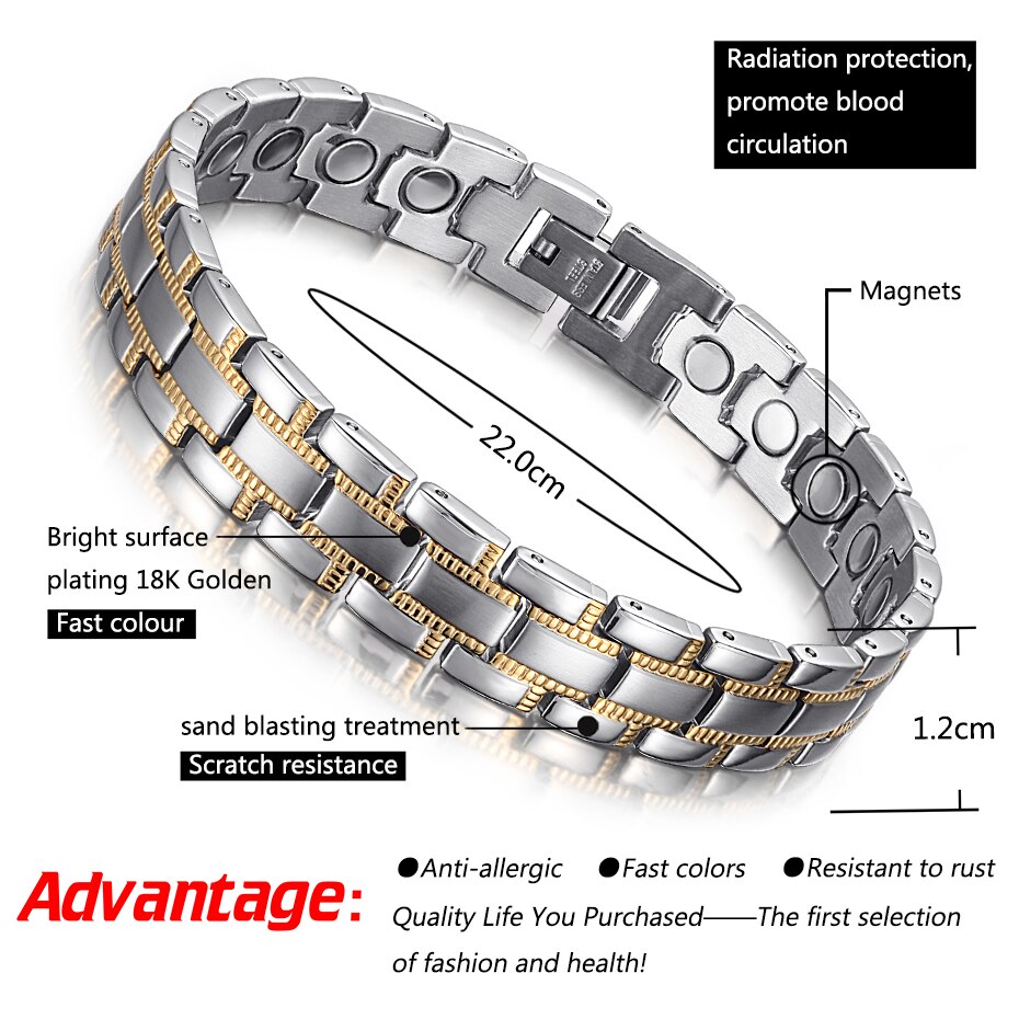 Lila Edelstein Armbinde Magnetische Gesundheit Bio Energie Charme Armbänder Edelstahl Armreifen Modeschmuck für Frauen Dame