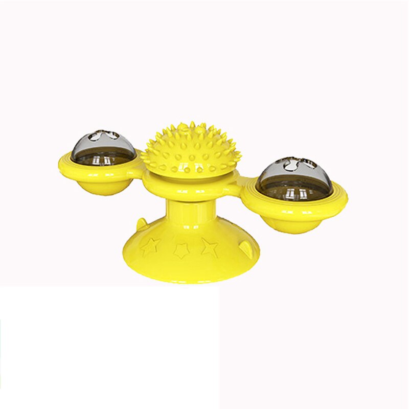 Windmill Cat Toy Interactive Pet Toys for Cats Puzzle Cat Game Toy With Whirligig Turntable for Kitten Brush Teeth Pet Supplies: Yellow
