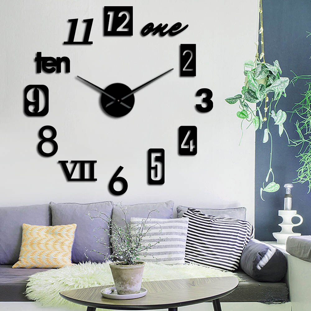 De pared grande reloj 3D DIY de aguja relojes espejo de acrílico relojes adhesivos sala de decoración del hogar, Europa horloge