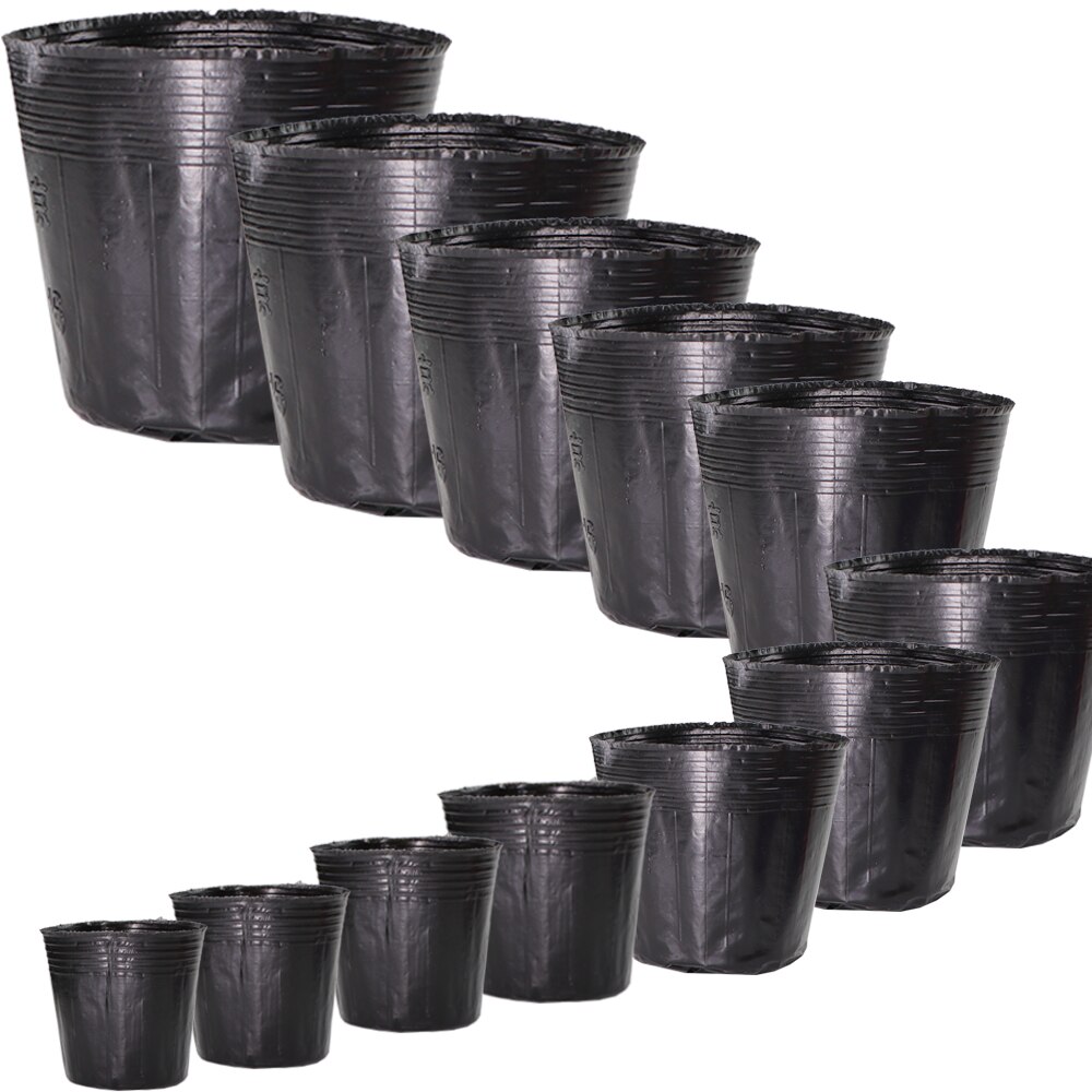 15 Sizes Plastic Disposables Nursery Grow Pots Seedling Breathable Bowl Cup Black Planting Nutrition Bag Garden Flower Vegetable