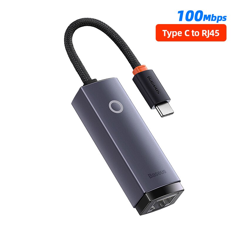 Baseus-Adaptador USB tipo C RJ45, tarjeta de red Gigabit para ordenador portátil, PC, Switch, 1000Mbps/100Mbps, a puerto Ethernet Lan, Mi Box s: Type C 100Mbps