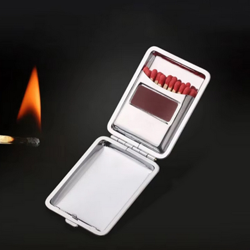 Vintage Matchbox Tragbare, druckversiegelte Aufbewahrungsbox aus Metall, wasserdichte Streichholzschachtel, nicht im Lieferumfang enthalten, Streichhölzer und Wischpapier