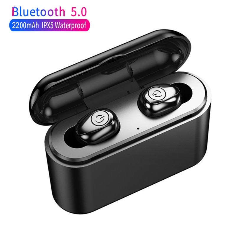 Tws Draadloze Bluetooth 5.0 Oordopjes True 5D Stereo Oortelefoon Mini Waterdichte Handsfree Sport Headset Met 2200Mah Opladen Doos