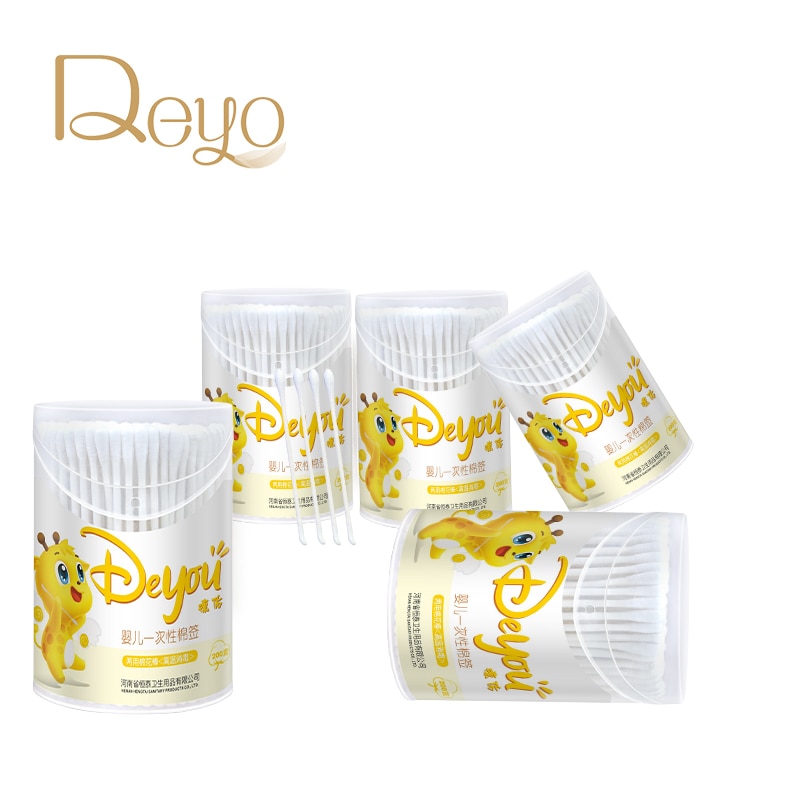 Deyo 100% Papier Stok Wattenstaafjes Kindje Dubbele Helix Fijne Hoofd Wegwerp Wattenstaafjes Oren Schoonmaken Gezondheidszorg Gereedschap 1000 stuks