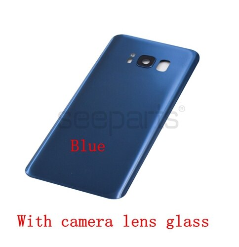 5.8" For SAMSUNG Galaxy S8 G950F Back Battery Cover Door Rear Glass Housing Case Replace For SAMSUNG S8 Battery Cover: Blue With Lens