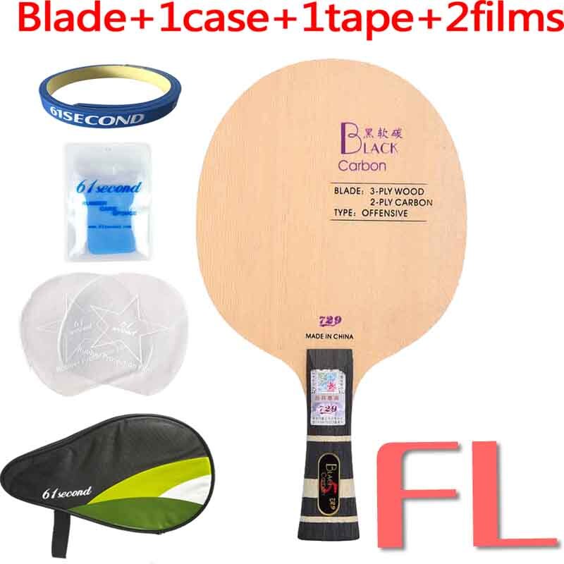 original 729 Black Blue Yellow ALC Carbon Table Tennis Blade Offensive for Ping Pong Racket Bat: Black FL with H case