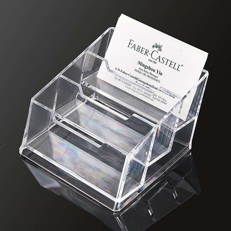 Soporte de tarjetas de escritorio para oficina y negocios, soporte de exhibición para mostrador de acrílico transparente, Accesorios de escritorio