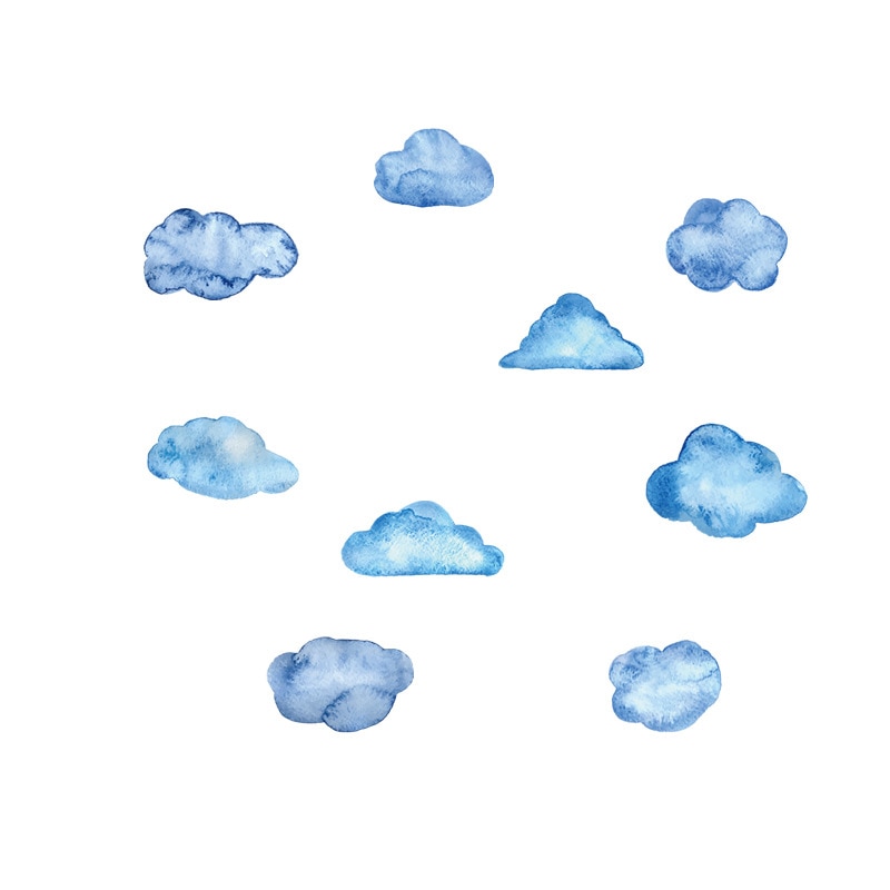 6pcs/set Blue Cloud Wall Stickers for Kids rooms Baby room Bedroom Living room Wall Decor PVC Wall Decals for Home Decoration