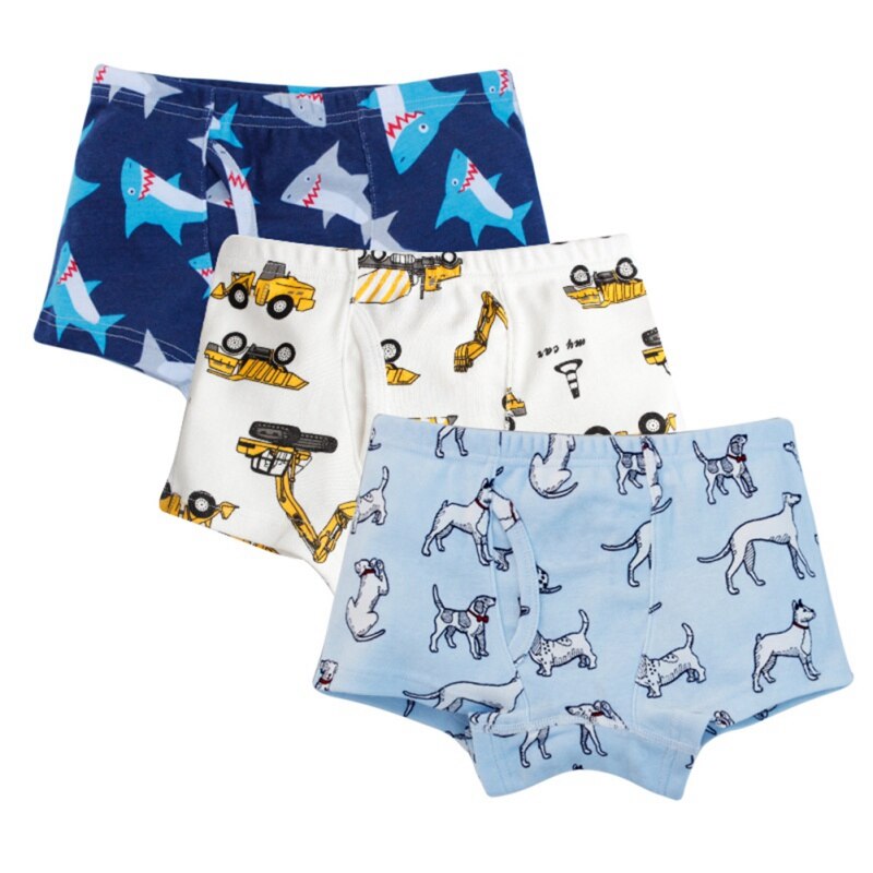 3 st bomullspojkar kalsonger barn tecknat djurtryck bekväma trosor boxershorts shorts toddler barn underbyxor 111: B / 9