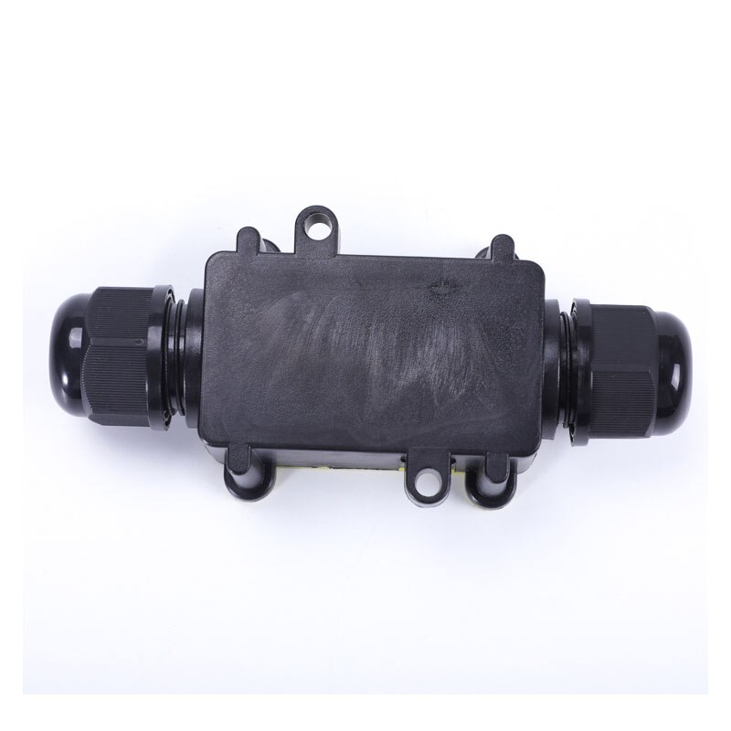 IP68 Waterproof Black Plastic Cable Wire Connector Gland Electrical 2-Cable Junction Box with Terminal