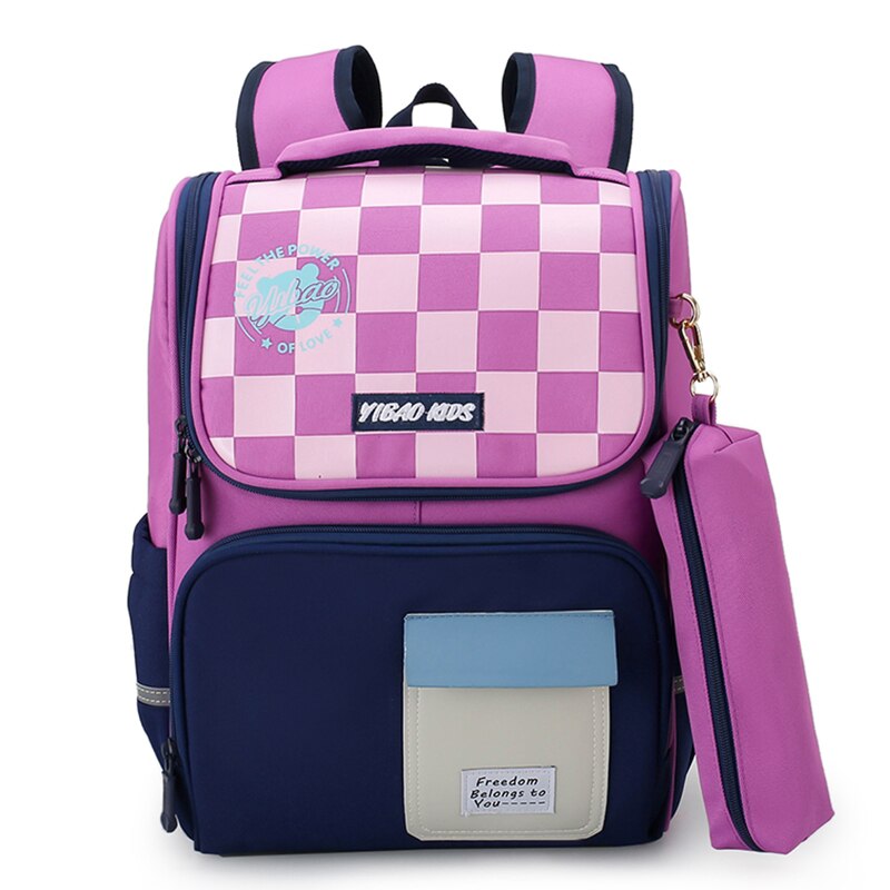 Macarons Girls School Bags for Grade 1-3-5 Boys Primary School Children Backpack Candy Color Light Orthopedic Satchel Portfolio: Purple blue