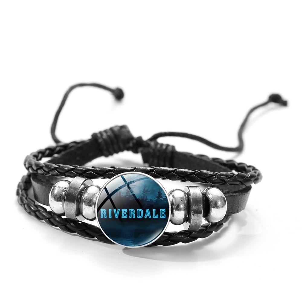 Pulsera de cuero de las serpientes del lado sur de SIAN, pulsera clásica de TV con botón de cristal, brazalete Punk de pulsera negra para hombres y mujeres: Style 9