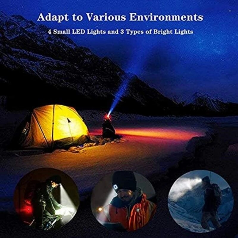 Led Light Hat Rechargeable Cap Flashlight Cap Led Knit Hat Warm Flashlight Hunting Camping Jogging Fishing Cycling