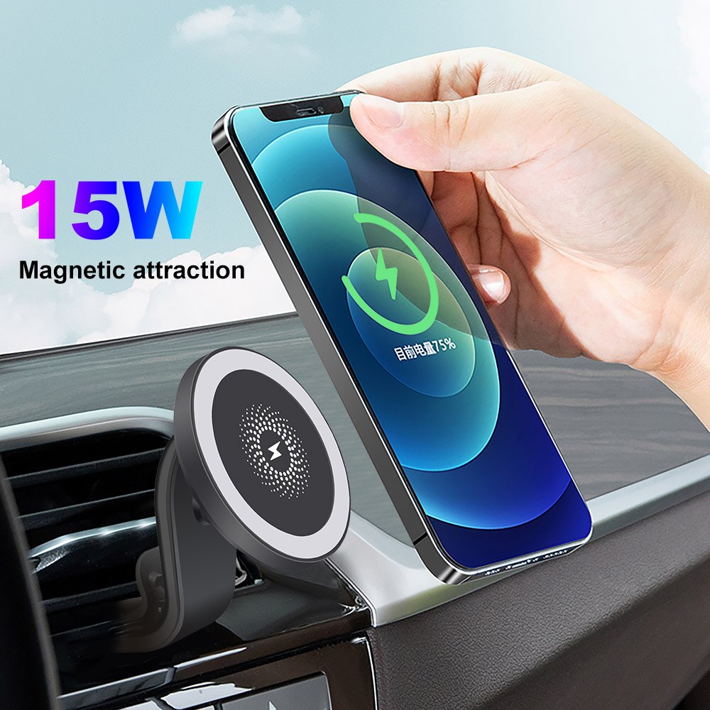 Magnetische kabellose autoladehalterung mit 15w halterungen für iphone 12 mini, 12 pro max und macsafe – schnellladefunktion für mobiltelefone