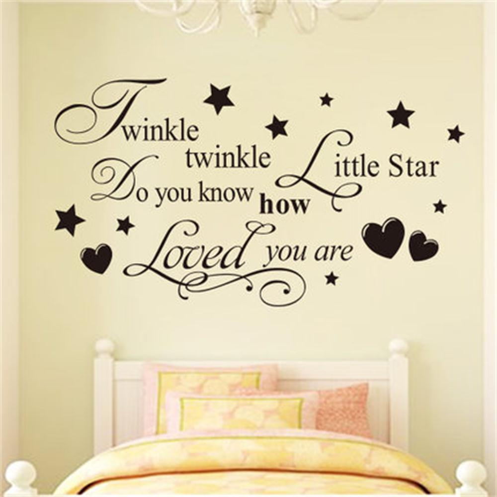 Twinkle twinkle little star weet u hoe geliefd je zijn voor kids Baby slaapkamer vinyl muursticker belettering decor decal