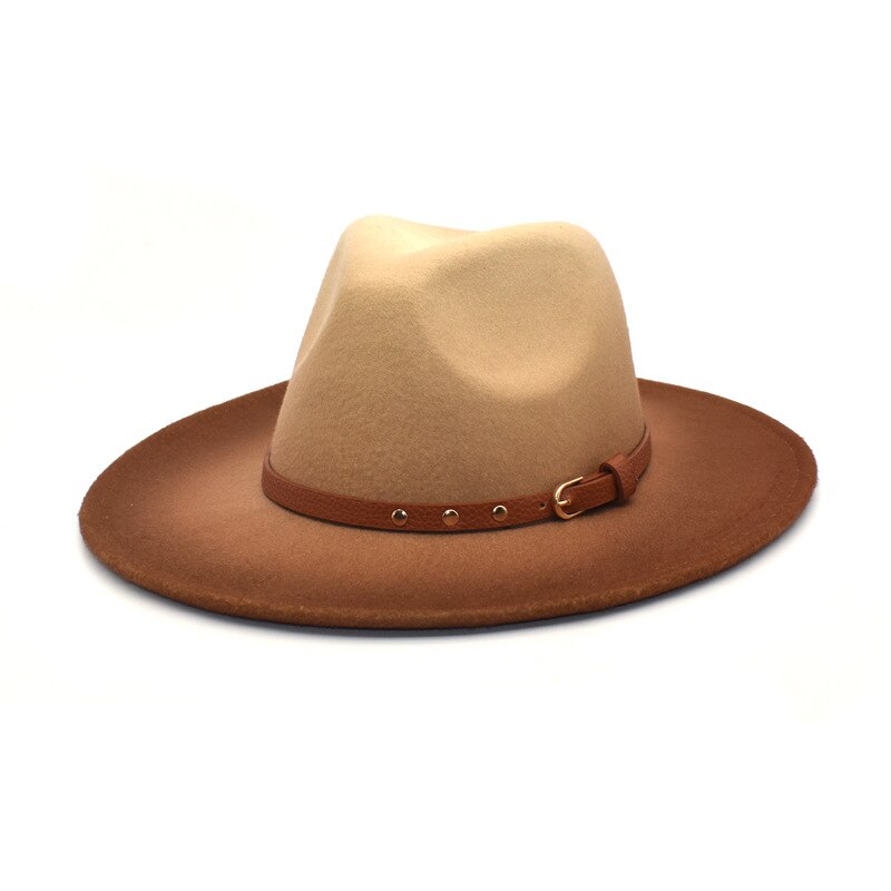 Sombrero de lana de Color degradado para mujer, sombrero Fedora para exteriores, otoño, invierno, cálido, sombrero, Jazz de Panamá: 4