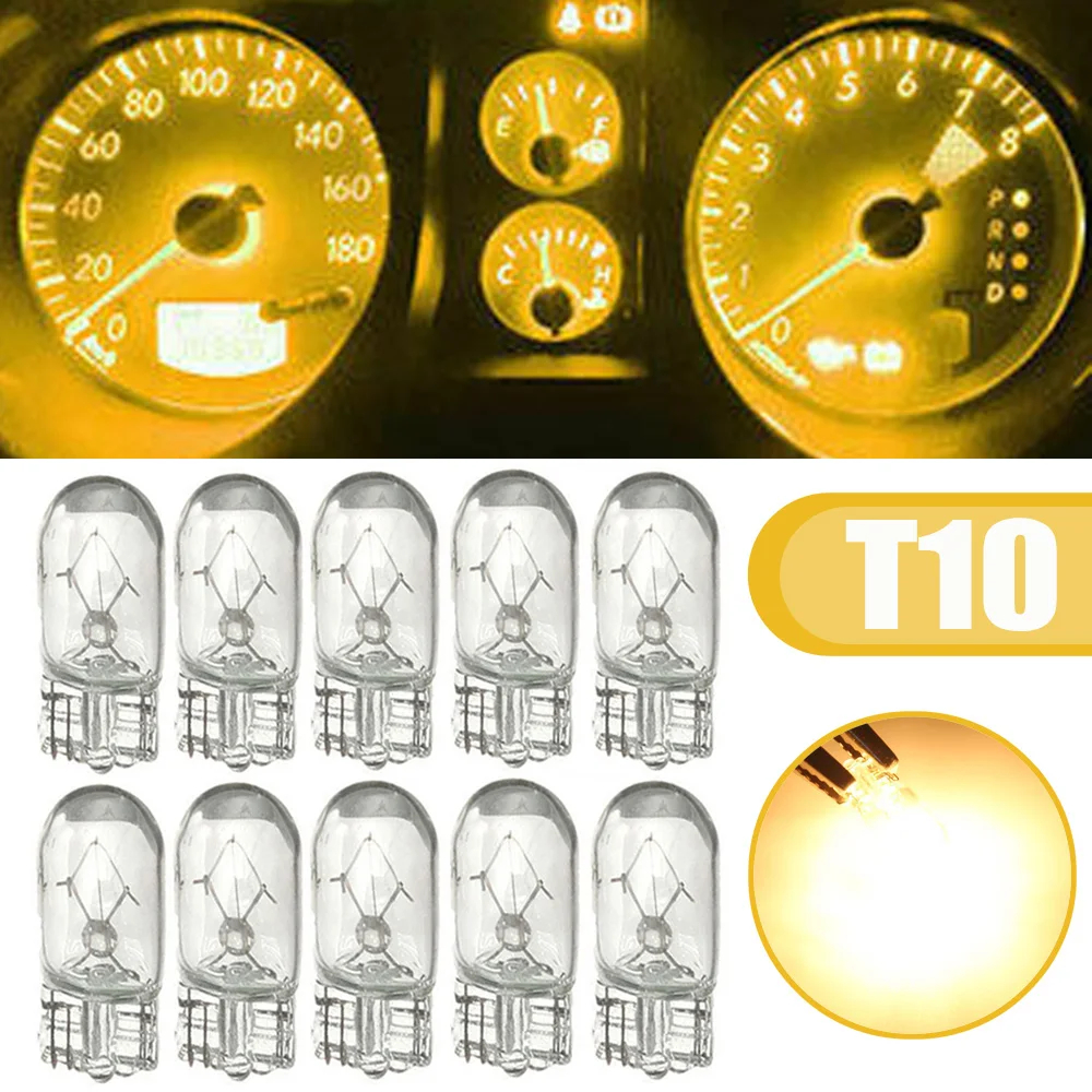 10 Stücke Auto T10 Halogen 3 Watt 194 158 Keile 12 V Autolampe Weiße Glühbirnen Instrumentenlicht Leselampen Umrisslampe Autozubehör: Gelb