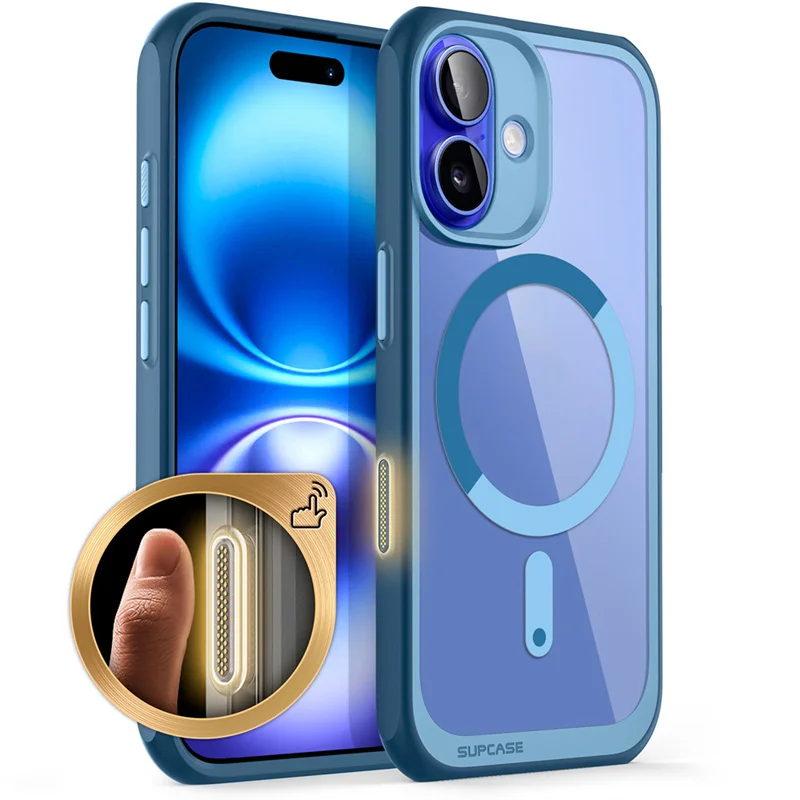 SUPCASE-funda magnética For iPhone 16 Case carcasa con botón de captura de Control de cámara, delgada, a prueba de golpes, MagSafe: Azul