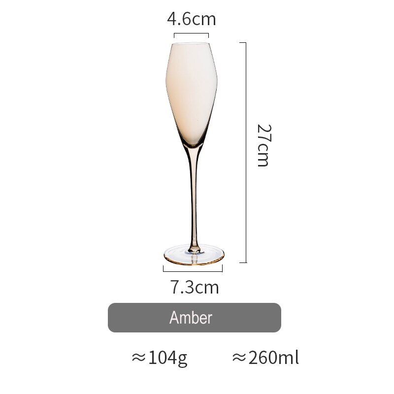 Crystal Glass Champagne Flutes Electroplated Amber smoke gray wine glass Household goblet wedding Wine Glasses: E Amber 260ML