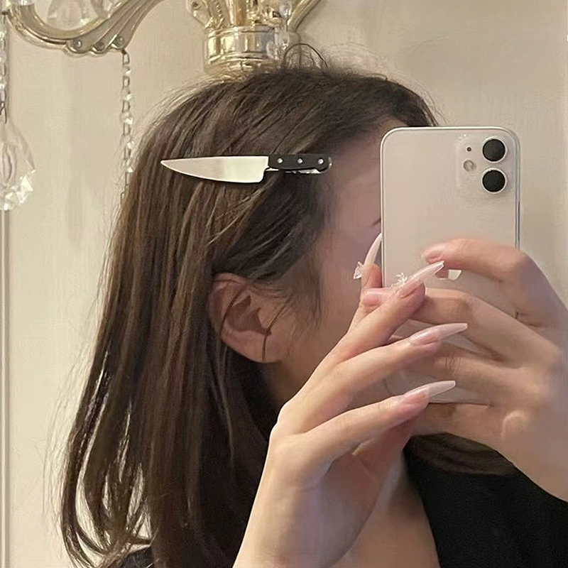 Pinces à cheveux couteau d'émulation, , drôle et , ampoule Emoji, épingles à cheveux, pince à bec de canard, accessoires pour cheveux pour filles, pince à frange latérale