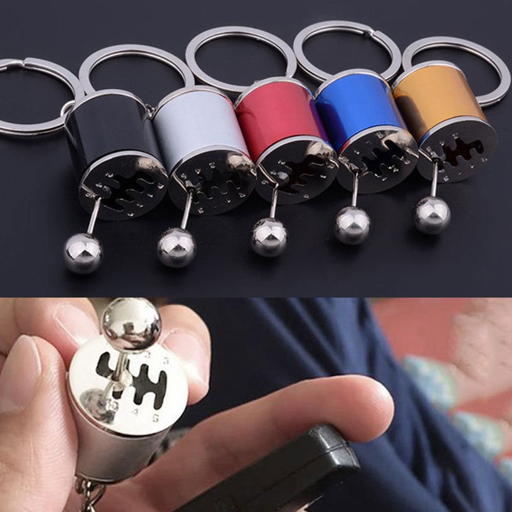 Bil nøglering ring trinket 6- trins gear gear monteringshåndtag nøglering skifte racing tuning mini model biltilbehør