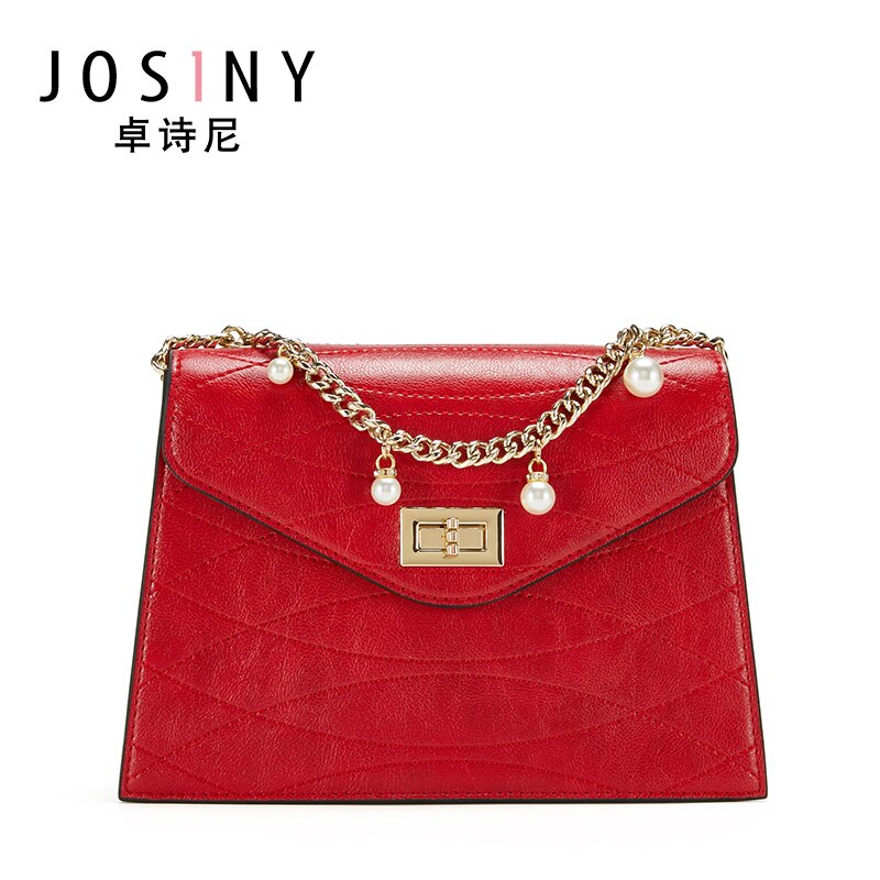 JOSINY Shoulder Corssbody Bags for Women's Female Handbag PU Leather Solid Color U-Shape Large Capacity with Magnet Hook: H Red
