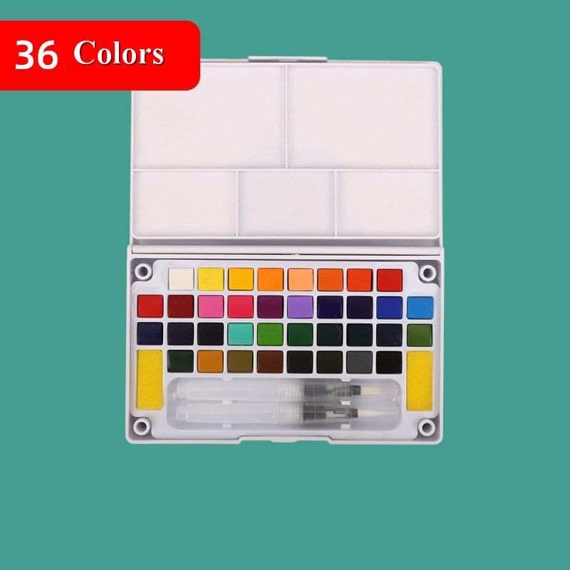 12/18/24/36 colores Kit de acuarelas sólidas para niños pintura pigmento de agua sólida con pincel de dibujo suministros de pintura artística: 36 colors