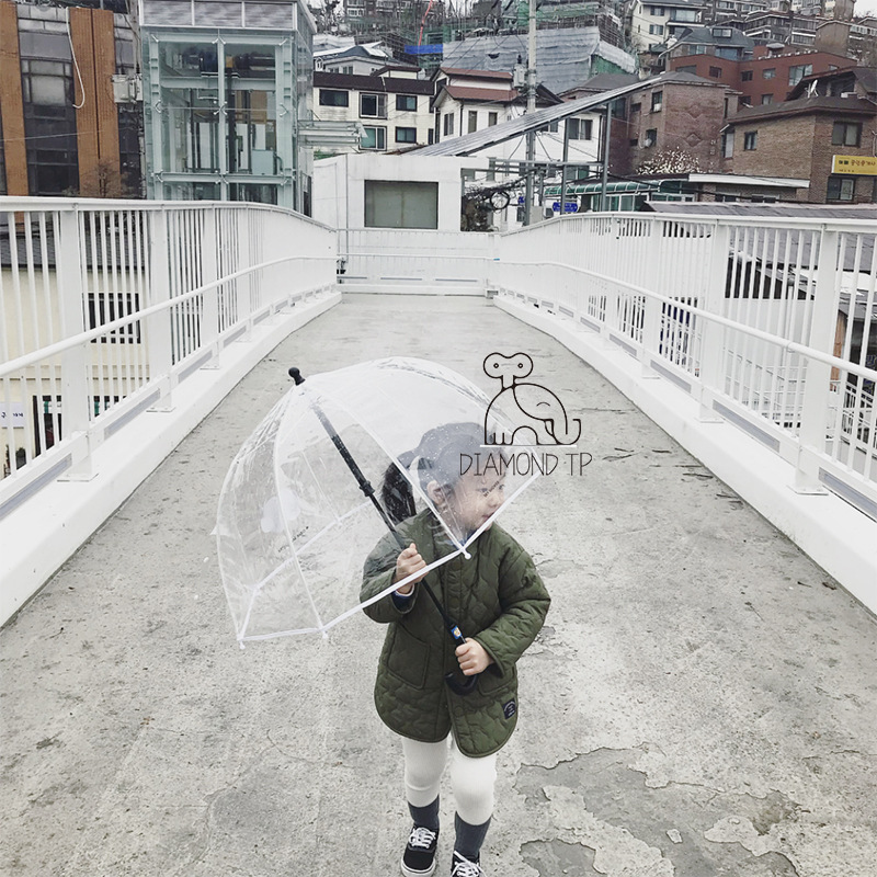 Forruden regn gennemsigtig paraply kawaii kid mini lille paraply let ins barn sød paraply holder  s014