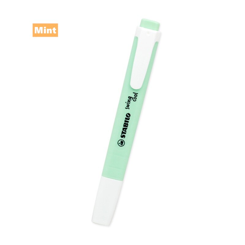 STABILO – stylo à surligneur Swing Cool, marqueur de couleur Pastel subtil au format de poche, 1 + 4mm mettant en évidence la ligne de dessin pour l&#39;école A6522: Mint