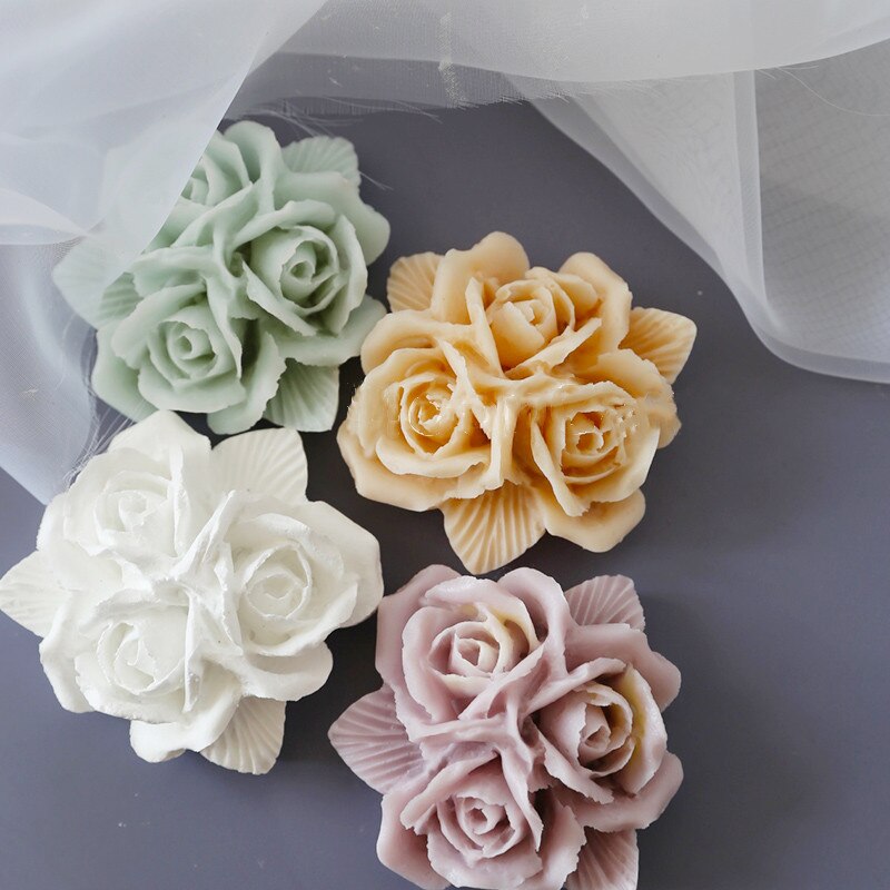 3D Rosa silicona para jabón molde Chocolate molde hielo bandeja moldes bricolaje jabón aromaterapia escayola moldes pastel Deco herramienta