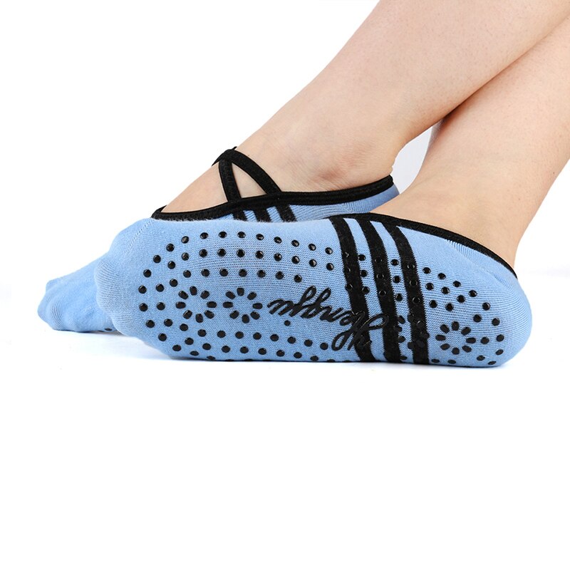 Vrouwen katoenen antislip yogasokken voor dames, ademende sokken voor dames, pilates, ballet, dans, verband, gym, voetverzorging: Hemelsblauw