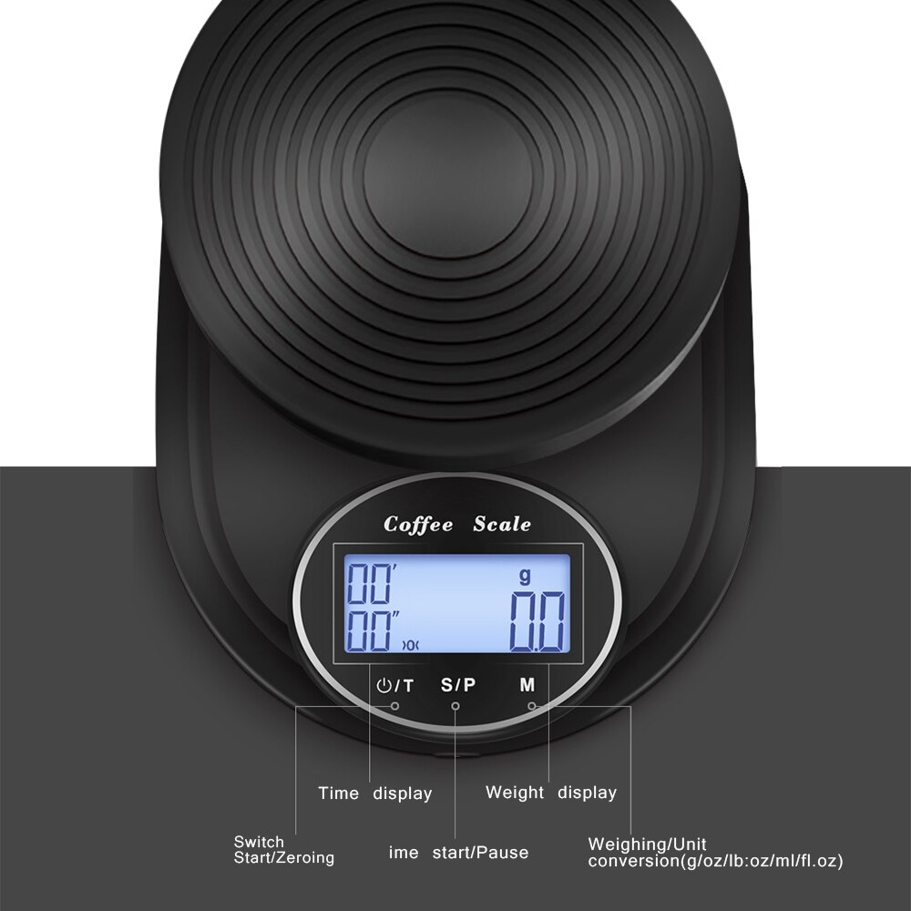 2kg/3kg 0.1g Electronic Digital Scales Multifunctional Food Scale LCD Digital with Timer Coffee Scale Weight Tool