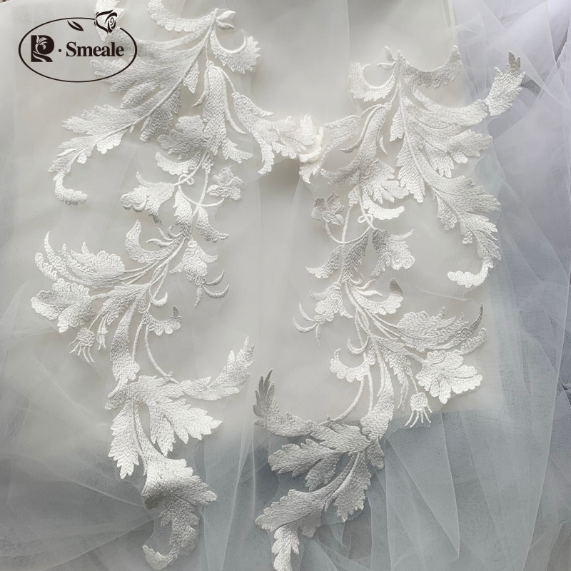 Zwart rood ivoor rayon katoenen draad kant spiegelbloemen bruiloft kant bloemen applicatie patch  rs2736