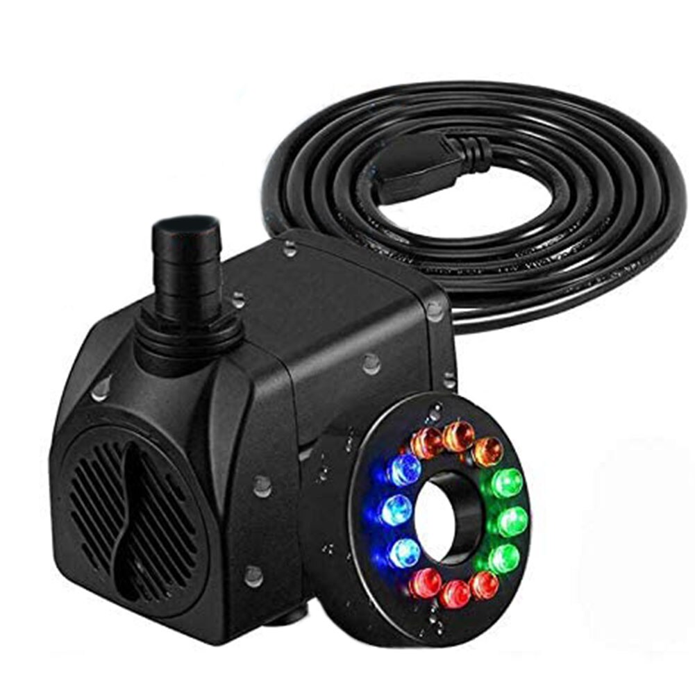 Electric Water Pump Mini Water Pump With 12 LED Bulbs Waterscape Decoration Ilter Fish Pond Water Pump For Submersible Fountain: UK