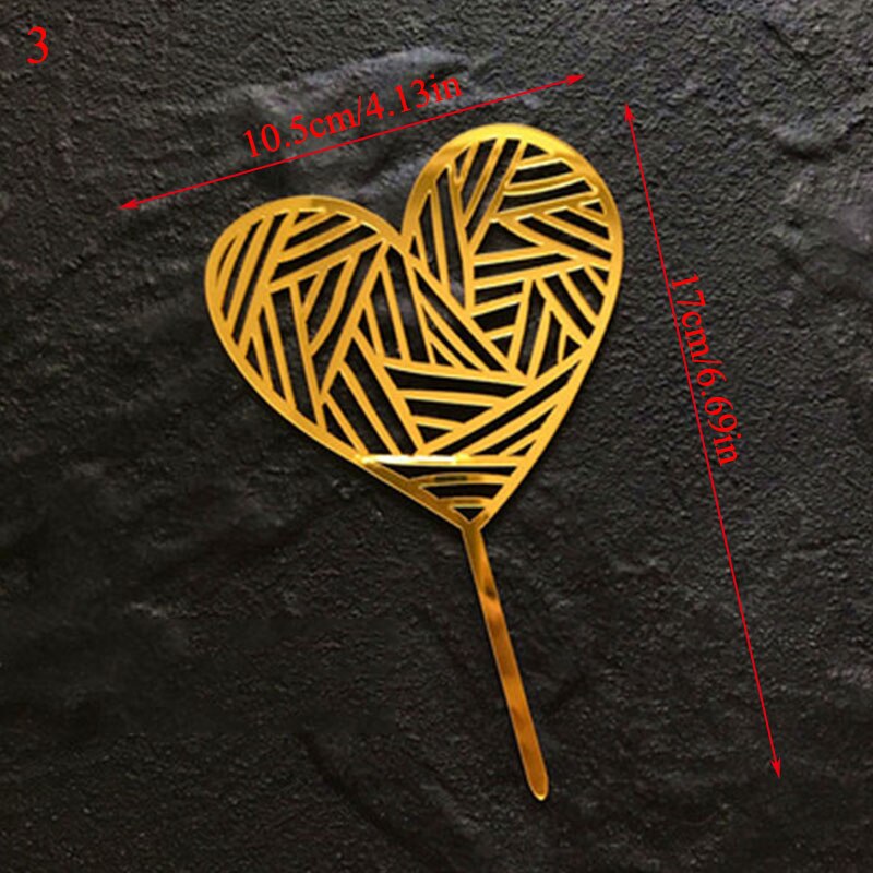 Tillykke med fødselsdagen kærlighed flag kage topper akryl bogstav guld sølv kage top flag dekoration til fødselsdagsfest: 3
