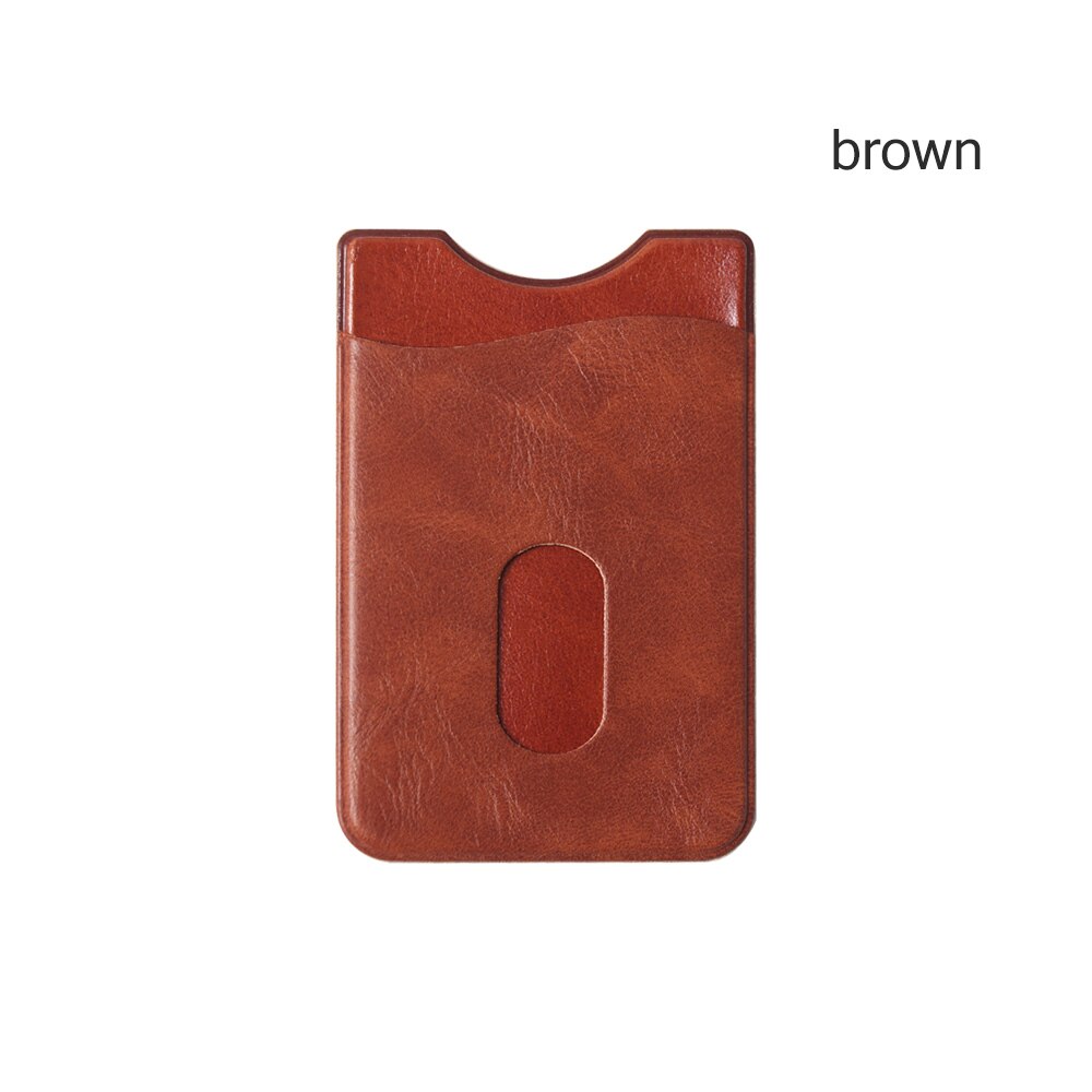 Leather Card Holder Sticker Adhesives Credit ID Card Mobile Phone Back Pocket Wallet Case Stickers Bag Pouch: brown