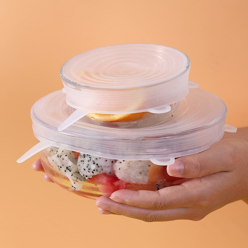 Reusable Silicone Food Cover Elastic Stretch Adjustable Bowl Lids Universal Kitchen Wrap Seal Fruit Keeping Silicone Caps