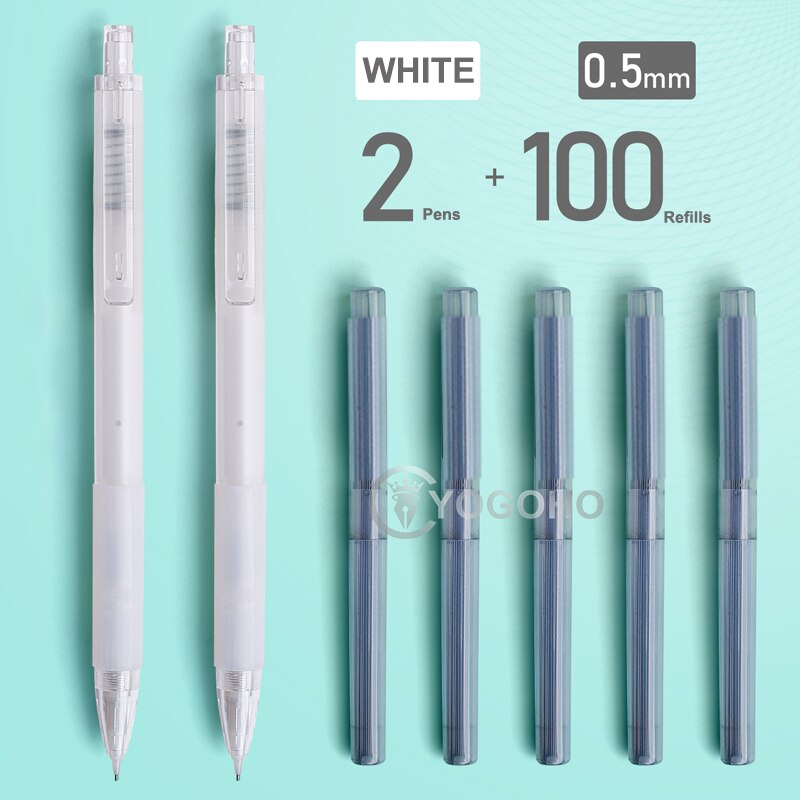 M&amp;G Cherry Pink Mechanical Pencil 0.5mm Lead Automatic Pencils Student Drawing for school office supplies: 0307 2white