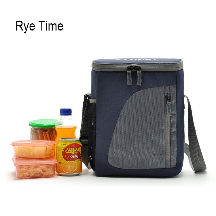 brand cooler bag insulated cool shoulder bags picnic ice pack thermo lunch box food milk fresh insulation bag: navy