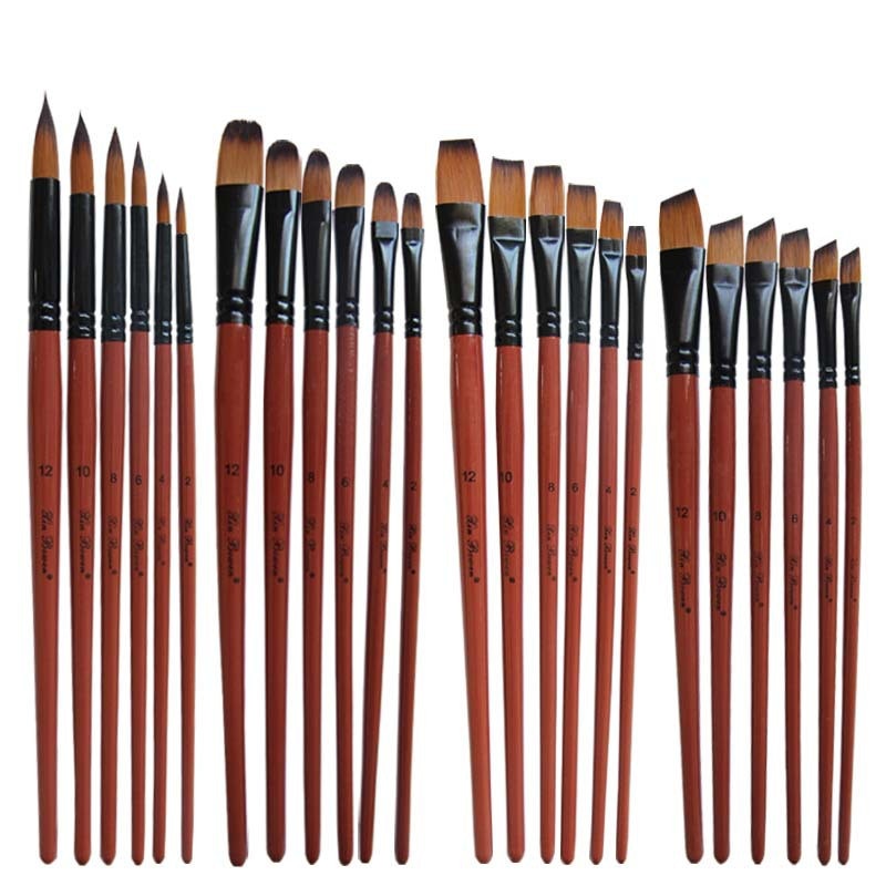 Modelo de arte para pintar, pelo de nailon acrílico, óleo, acuarela, dibujo, suministros de arte, conjunto de pinceles para artistas, 6 uds.