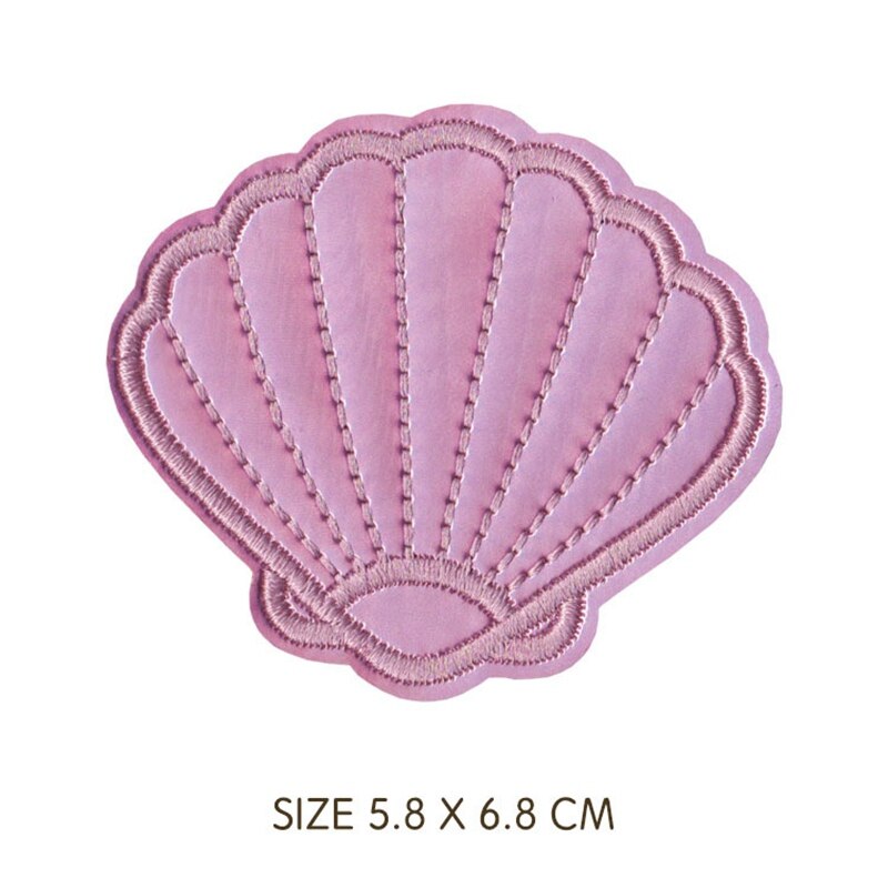 Parches de cuero con calamar de sirena y concha, Parches bordados para planchar para ropa, pegatinas de ropa a rayas de mar DIY, apliques: N-BT7251