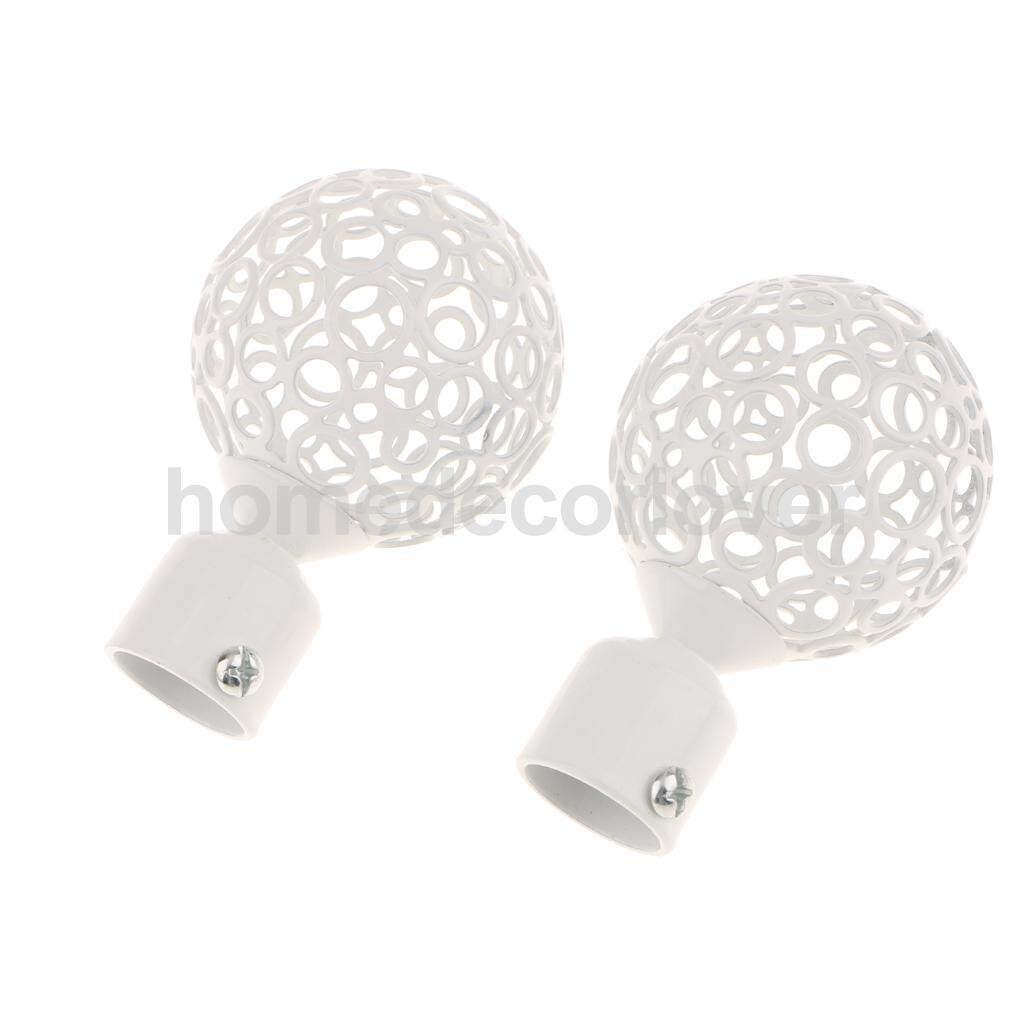 2Pcs Window Curtain Rod Drapery Pole Finals Decorative Heads Cap 28mm Inner Diameter: Hollow Ball White 