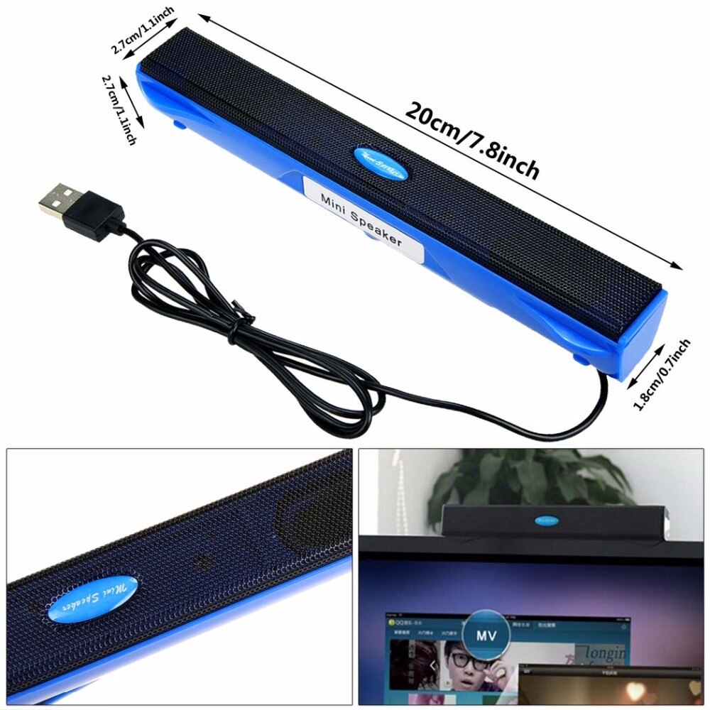 Wired USB Speaker Music Player Amplifier Loudspeaker Sound Box Bar for Computer Desktop PC Notebook Laptop