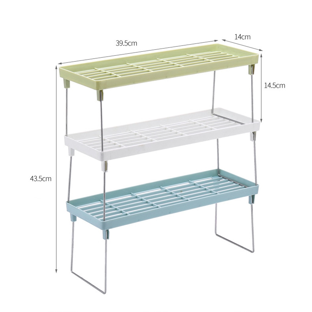 Adjustable Kitchen Storage Rack Metal + Pp Cabinet Storage Rack Non-slip Spice Rack Single-layer Kitchen Storage Box Save Space