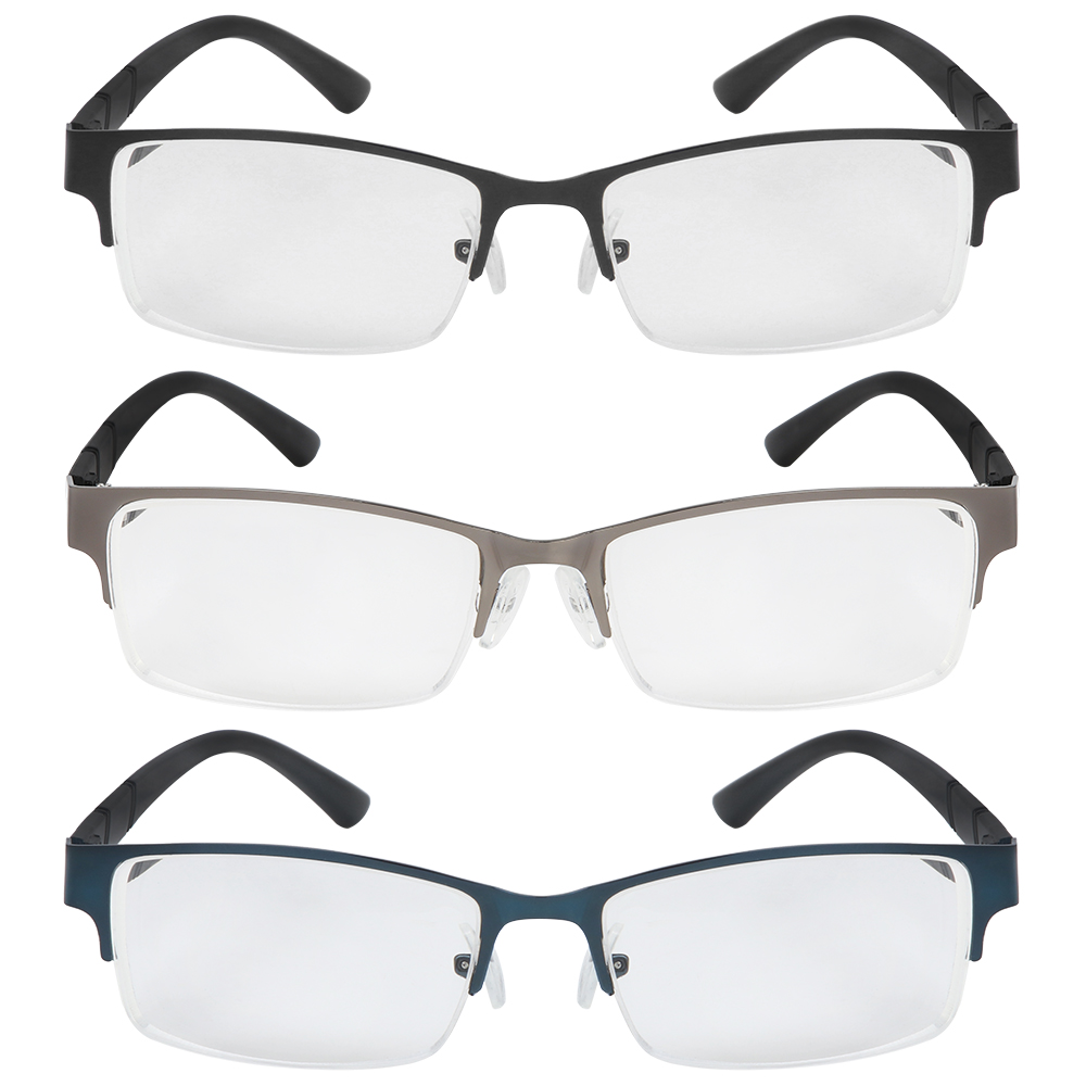 1Pc Unisex Leesbril Metalen Half Frame Vierkante Bijziendheid Brillen 0 -1 -1.5 -2 -2.5 -3 -3.5 -4 -4.5 -5 -5.5 -6