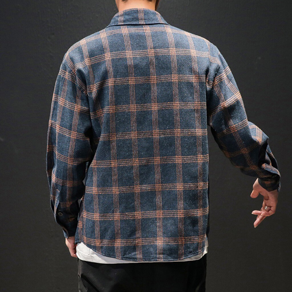 Men's Style Retro Plaid Shirt Long-sleeved Shirt Comfortable Shirt Men Spring Plaid Shirts#g30