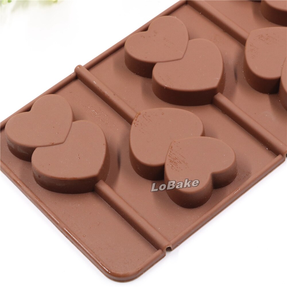 5 holtes dubbele hart chocolade lolly cakevorm popsicle fondant candy pop mould diy bakkerij molde