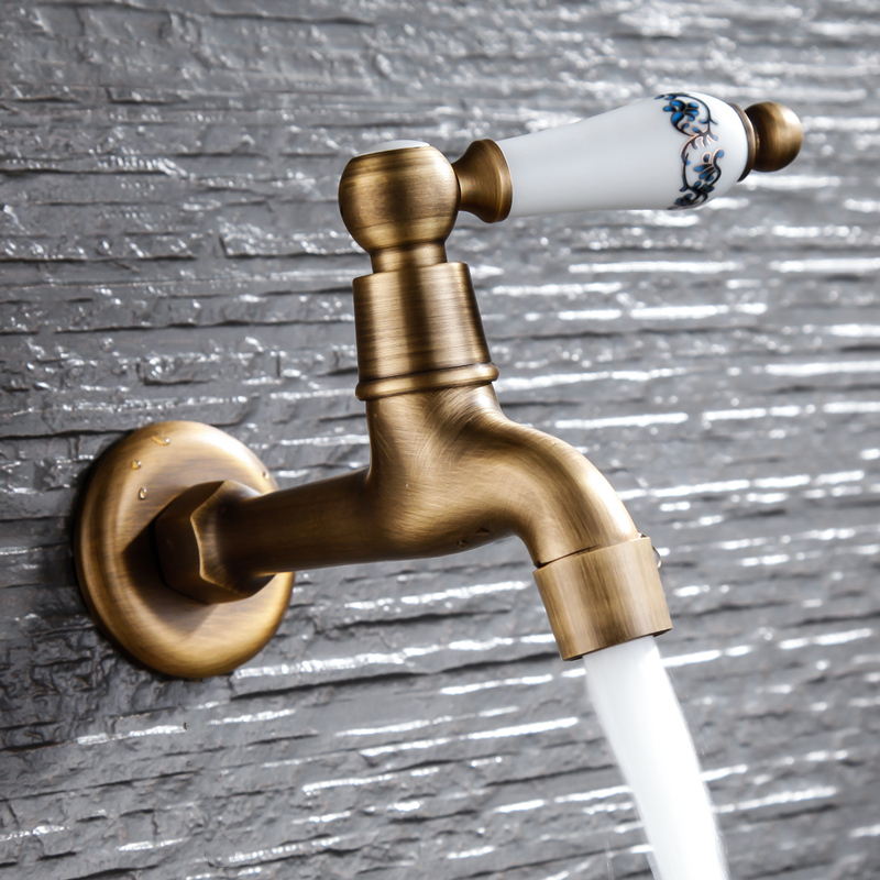 Mosiądz ścienny Bibcock łazienka ścienny kran ogrodowy umywalka wycierać pralka WC pojedyncze zimne krany wody