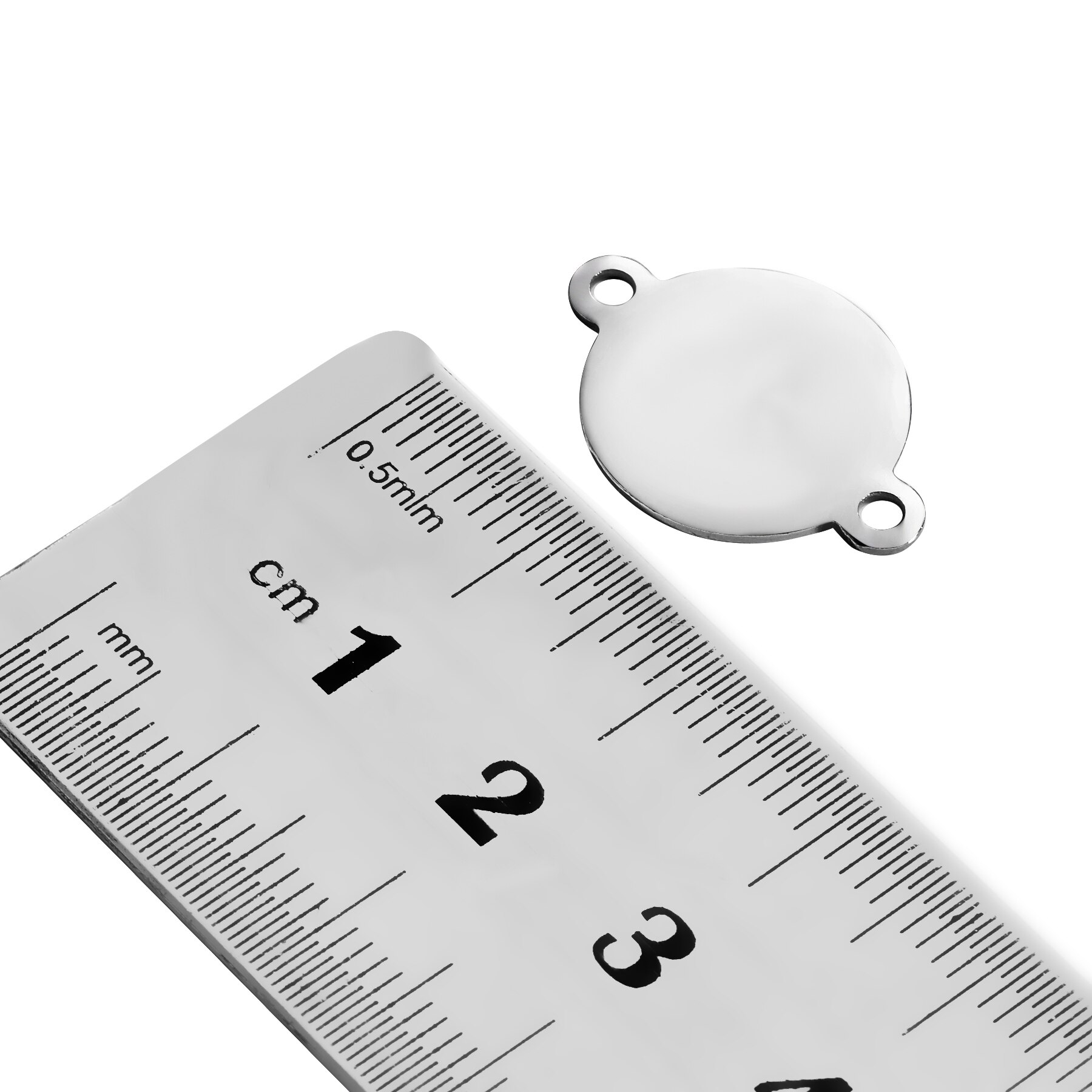 50 pçs pçs/lote encantos de aço inoxidável pingente círculo charme conector 2 buraco em branco tag pingentes para diy jóias fazendo atacado